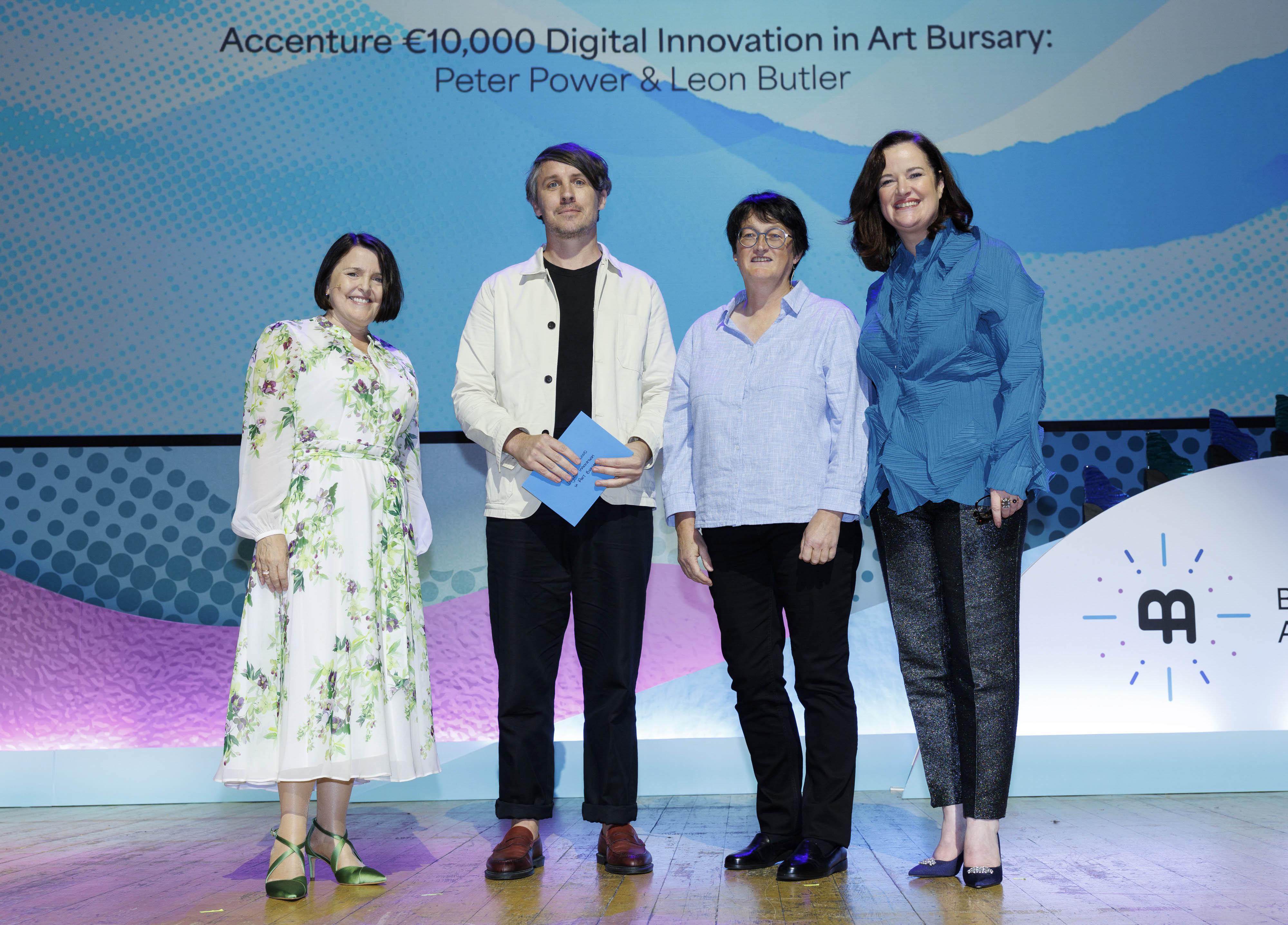 Pictured: Dr. Michelle D. Cullen, Accenture Ireland, Leon Butler, Recipient Amanda Ralph, 2025 recipient & Louise O'Reilly, Business to Arts