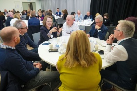 Leaders in business, arts, and government take part in a facilitated discussion as part of Arts &amp; Business Northern Ireland’s Business Breakfast Briefing in association with Business to Arts. Photo: Aaron McCracken