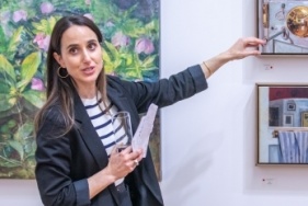 Business to Arts Curatorial Projects Manager Rachel Assaf conducts a tour of the 2022 RHA Annual Exhibition as part of our Placemaking event with Linesight and CBRE. Photo: Allen Kiely
