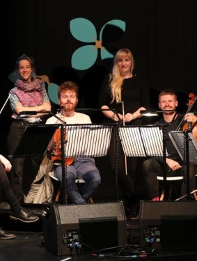 Sorca McGrath & Dowry Strings performing at the 2019 Allianz Business to Arts Awards at the Bord Gáis Energy Theatre. Photo: Conor McCabe
