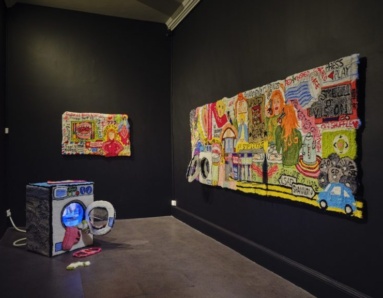 Artist Asha Murray with her textile installation at IMMA