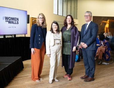 Caroline Campbell National Gallery Direct Michelle Cullen MD Inclusion and Diversity for Accenture Louise O Reilly Chief Executive of Business to Arts and President John O Halloran of UCC at the launch of Women on Walls