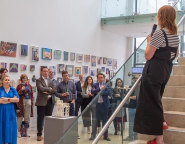 Artist & illustrator, Fuchsia MacAree, speaks about her experience creating large-scale works, including a mural for the Google Data Centre, at Business to Arts’ ‘Placemaking’ event in partnership with Linesight and CBRE. Photo: Allen Kiely