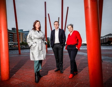 Pictured was Louise O’Reilly, Chief Executive, Business to Arts, Niall Gaffney, Chief Executive, IPUT, Nathalie Weadick, Director, Irish Architecture Foundation, at Grand Canal Dock, typically a hub of both cultural and business activity in Dublin. O’Reilly, Gaffney, and Weadick took part in a discussion on ‘Reimagining the City for a Hybrid Workforce’ and the impact of the virtualisation of work on our cities as part of Business to Arts‘ CEO Forum in association with PwC.