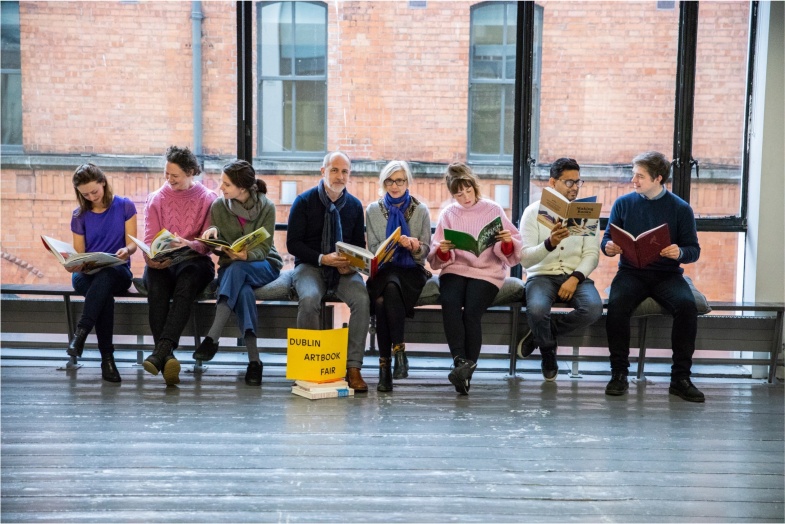 Peter McGovern, of Henry J. Lyons and Cliodhna Shaffrey of TBG+S promoting the 2019 Dublin Art Book Fair. Photo Credit: Naoise Culhane